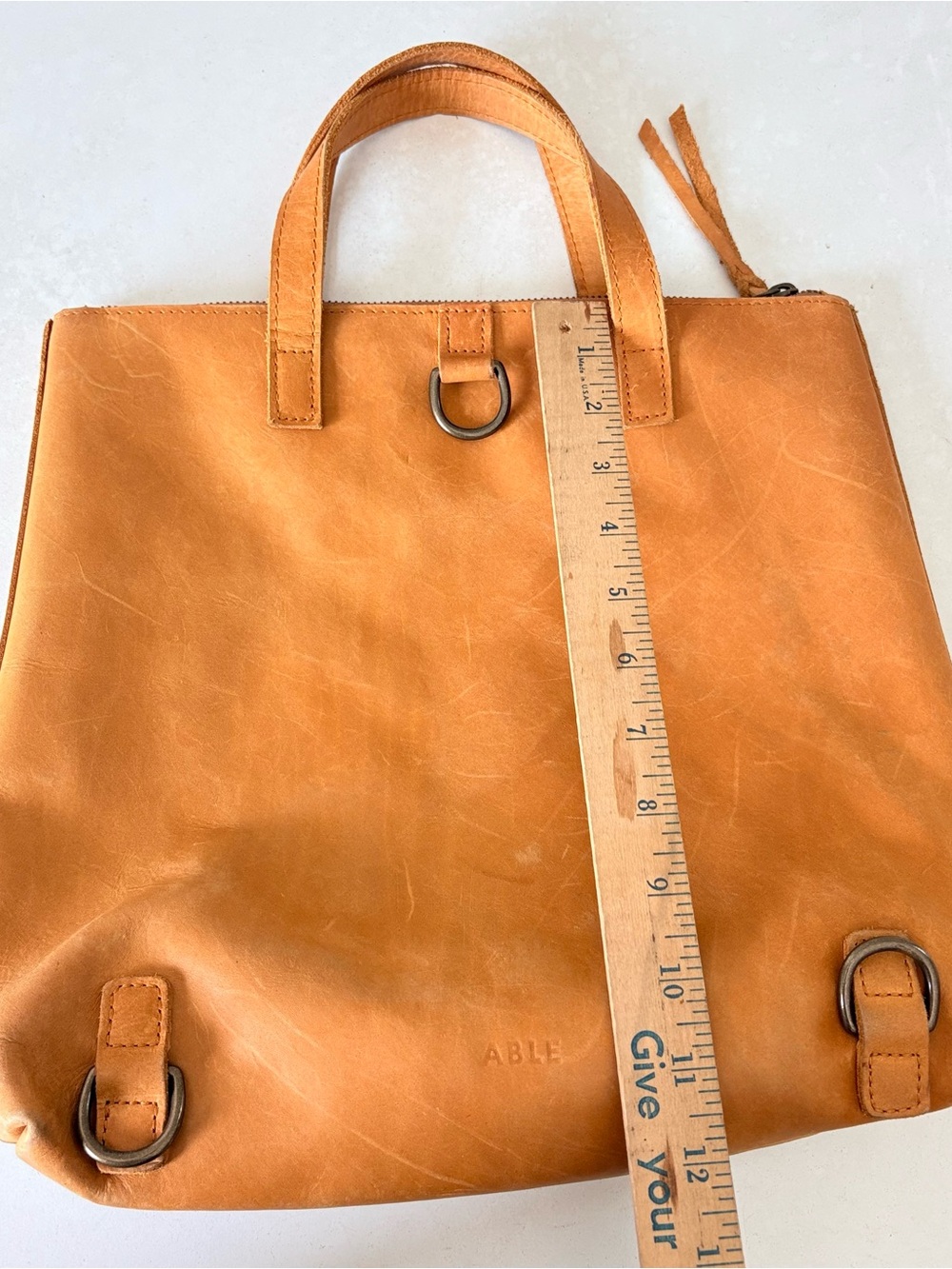 Able Leather Tote Backpack - Camel - Picture 14 of 14